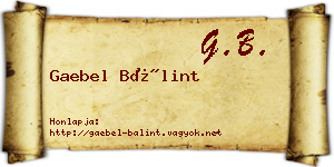 Gaebel Bálint névjegykártya